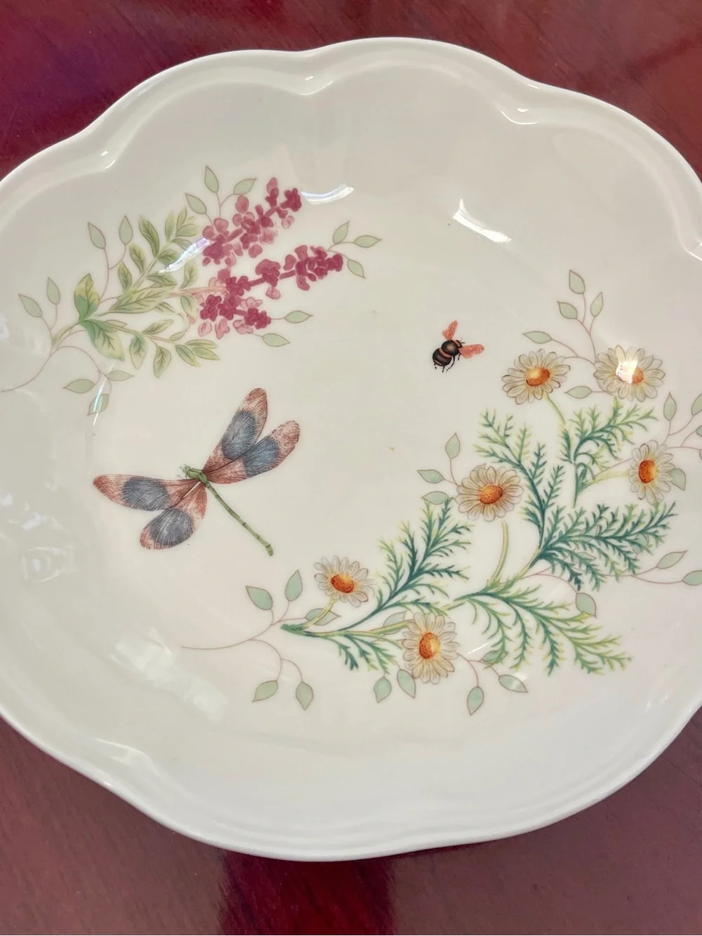 New Lenox Butterfly Meadow Herbs 8.75” Soup Pasta Bowls 2 pieces Bee Dragonfly